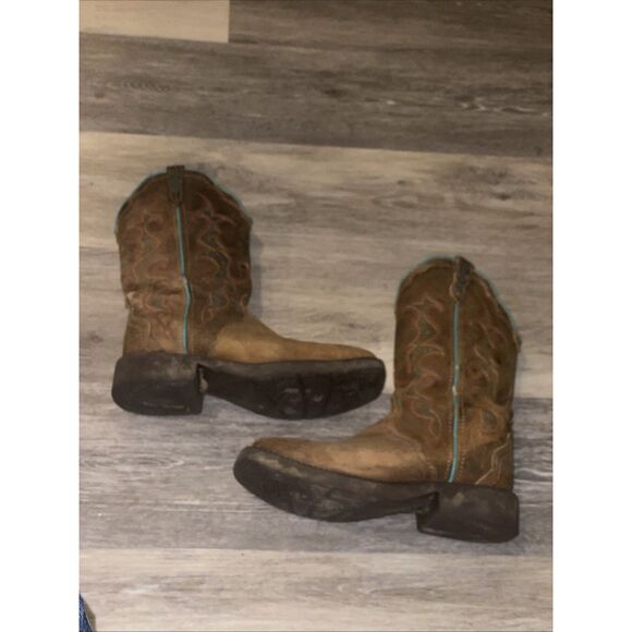Womens 9 B Justin Cowboy Boots Gypsy L2900 Brown Turquoise Leather Cowgirl - Picture 8 of 9
